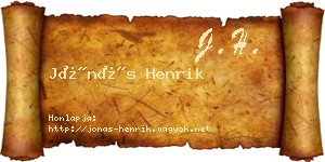 Jónás Henrik névjegykártya